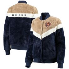Женская куртка G-III 4Her by Carl Banks темно-синяя/кремовая Chicago Bears Riot Squad Sherpa Full-Snap Jacket In The Style