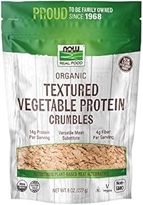 NOW Foods, Organic Textured Soy Protein Granules, Non-GMO, Versatile, Vegetable-Sourced Protein, 8-Ounce (Packaging May Vary) NOW Foods