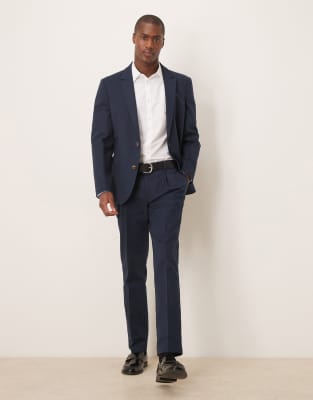 ASOS DESIGN slim suit pants in navy soft cotton Asos Design