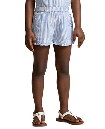 Полосатые хлопковые шорты из жатого хлопка с рюшами для малышей и маленьких девочек Polo Ralph Lauren