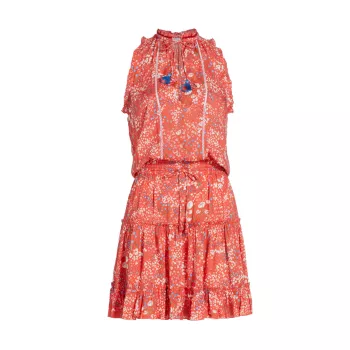 Мини-платье Clara с цветочным принтом и завязками на шее Poupette St Barth