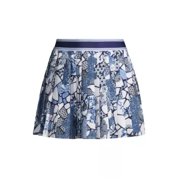 Moonlight Glass Floral Pleated Miniskirt Johnny Was