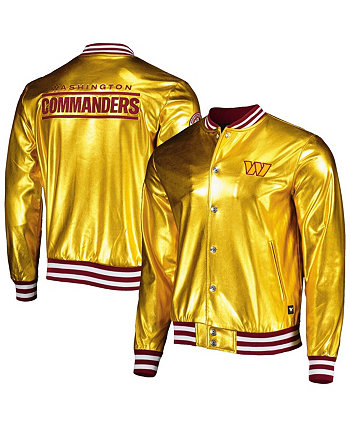 Мужская золотистая куртка-бомбер Washington Commanders с эффектом металлик на застежках The Wild Collective