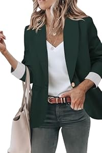 Genhoo Blazer Jackets for Women Open Front Long Sleeve Casual Work Office Blazers with Pockets S-2XL Genhoo