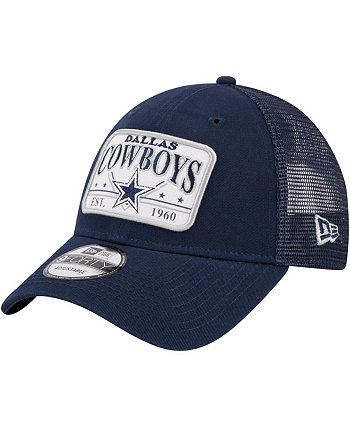 Мужская темно-синяя регулируемая шляпа Dallas Cowboys Plate 9FORTY Trucker New Era