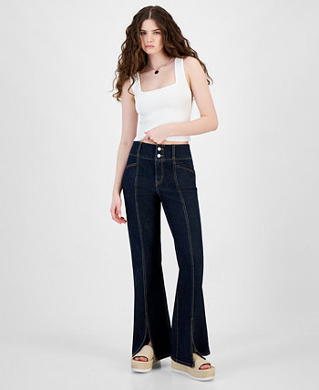 Juniors' Super-High-Rise Split-Seam Flare-Leg Jeans, Created for Macy's Tinseltown