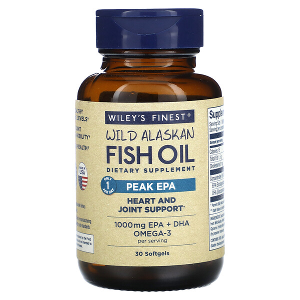 Wild Alaskan Fish Oil, Peak EPA - 1000 мг EPA + DHA - 30 капсул - Wiley's Finest Wiley's Finest