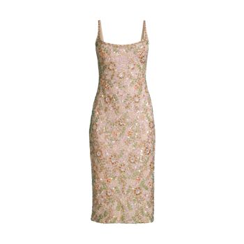 Коктейльное платье-футляр с цветочным принтом и бусинами MAC DUGGAL