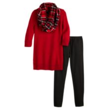 Комплект из свитера, туники, леггинсов и шарфа IZ Byer для девочек 7–16 лет стандартного размера и размера плюс IZ Byer