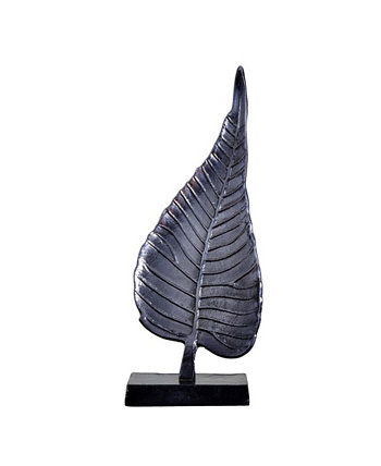 17in. Aluminum Bodhi Leaf Sculpture Decorative Accent NEARLY NATURAL