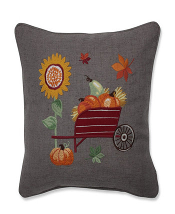 Декоративная подушка Harvest Wheelbarrow с вышивкой, 16,5 x 16,5 дюймов Pillow Perfect