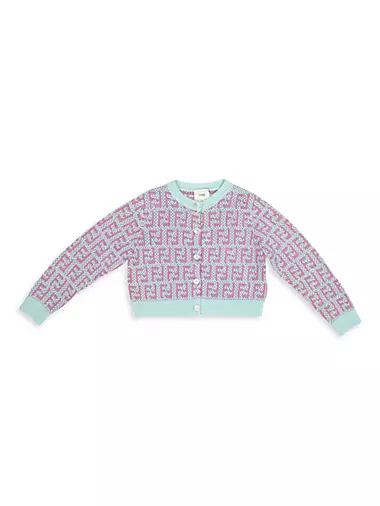 Girl's FF Allover Knit Cardigan Fendi