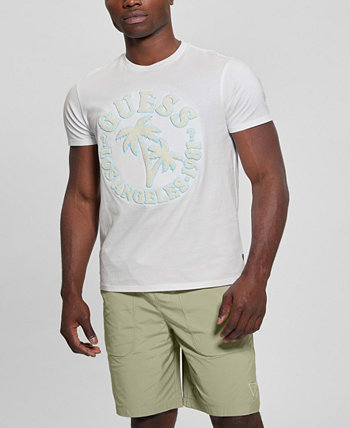 Men's Tufted-Chenille Logo Graphic Crewneck T-Shirt GUESS