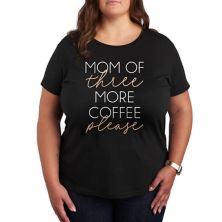 Plus Mom Of Three More Coffee Please Graphic Tee Unbranded