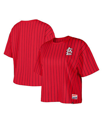 Women's Red St. Louis Cardinals Boxy Pinstripe T-Shirt New Era