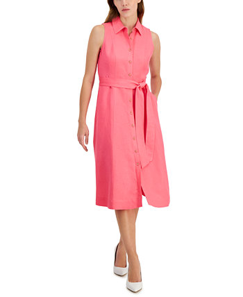 Женское платье-рубашка без рукавов с поясом Anne Klein