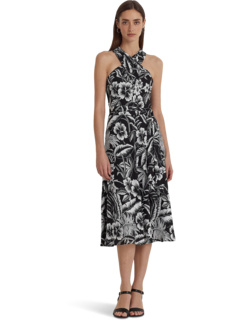 Платье с цветочным принтом из жоржета с лямкой на шее LAUREN Ralph Lauren