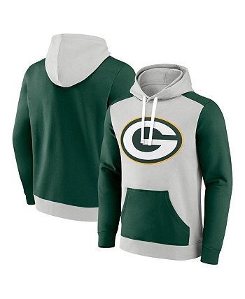 Мужской флисовый пуловер с капюшоном Green Bay Packers Big and Tall Team серебристого и зеленого цвета Fanatics