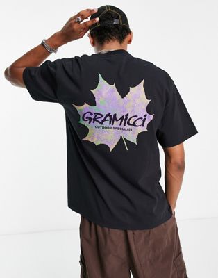 Черная футболка с принтом в виде листьев Gramicci Gramicci