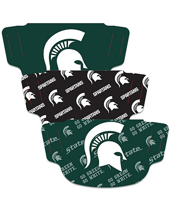Набор из 3 масок для лица Michigan State Spartans для мужчин и женщин - СДЕЛАНО В США Wincraft