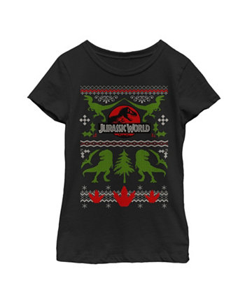 Girl's Jurassic World Ugly Christmas Print  Child T-Shirt NBC Universal