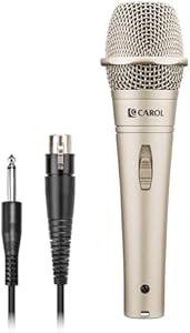 CAROL Edur-916s Dynamic Microphone with Supercardioid Pick-up, for Karaoke, Live Performances, Optimized for Vocal, Minimizes Handling Noise Sound Quality w/14.8ft XLR to 1/4"(6.35mm) Cable - Golden CAROL