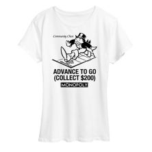 Женская футболка Monopoly Advance To Go с графическим рисунком HASBRO