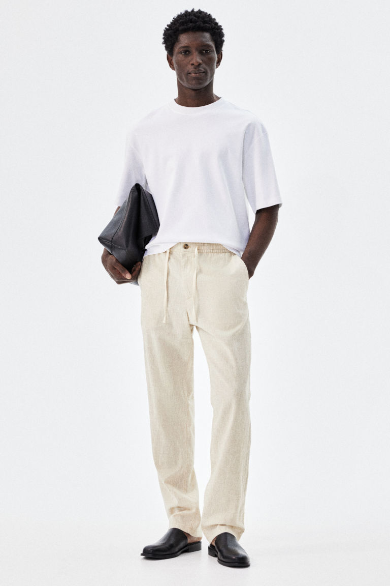 Regular-Fit Linen-Blend Pants H&M