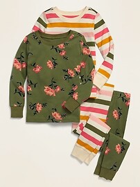 Пижамный комплект из 4 предметов с принтом для маленьких девочек и малышей Old Navy