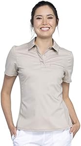 Cherokee Women Scrubs Top Workwear Revolution Tuckable Snap Front Polo WW698 Cherokee