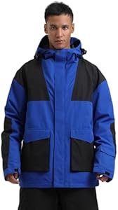 IMPHUT Mens Ski Jacket Snowboard Baggy Snow Coat Insulated Waterproof Windproof Breathable Warm Winter Hooded IMPHUT