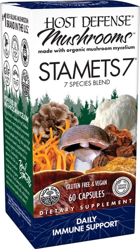Host Defense Mushrooms Organic Stamets 7 – 60 вегетарианских капсул Host Defense