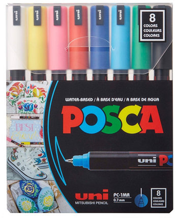 8-Color Paint Pen Set, Pc-1Mr, Ultra-Fine POSCA
