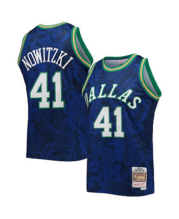 Мужская футболка Dirk Nowitzki Blue Dallas Mavericks Hardwood Classics 1998-99 Lunar New Year Swingman Jersey Mitchell & Ness