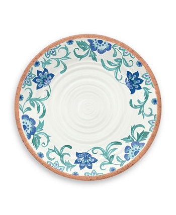 Обеденная тарелка Rio Turquoise с цветочным принтом, 10,5 дюйма, меламин, набор из 6 шт. TarHong