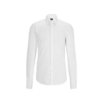 Классическая рубашка узкого кроя из эластичного хлопка, который легко гладить BOSS