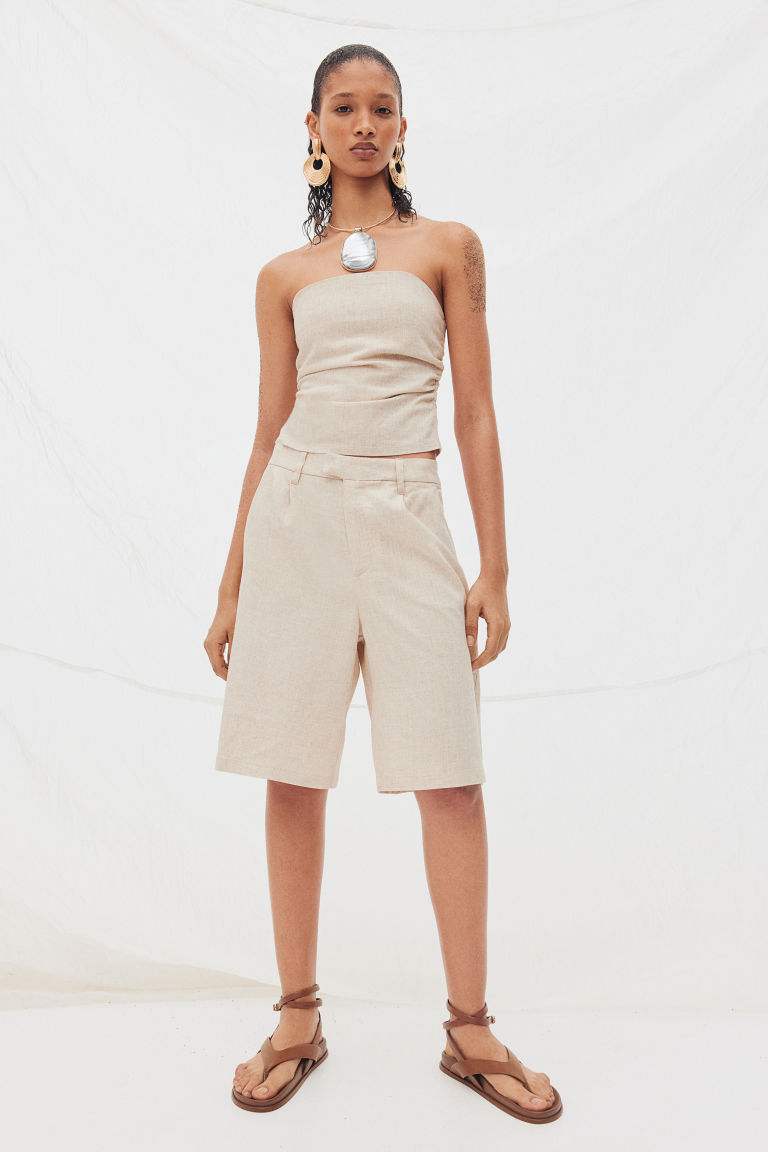 Dressy Linen-blend Shorts H&M
