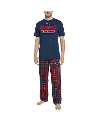 Мужской комплект для сна темно-синего цвета, красной футболки New England Patriots Arctic и фланелевых брюк Concepts Sport