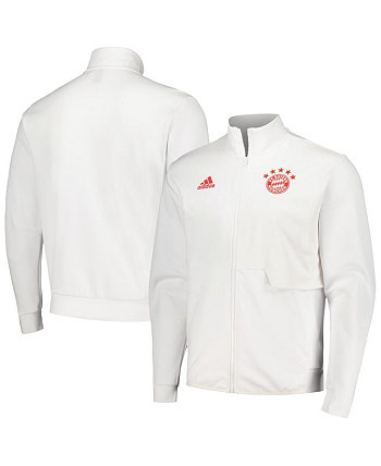 Мужская белая куртка с молнией во всю длину Bayern Мюнхен 2023/24 Anthem Adidas