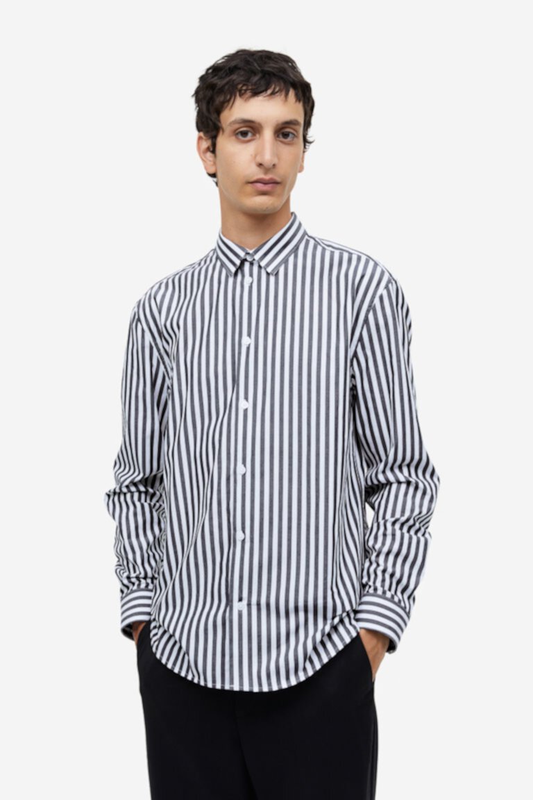 Мужская Хлопковая Рубашка H&M в Стиле Regular Fit H&M