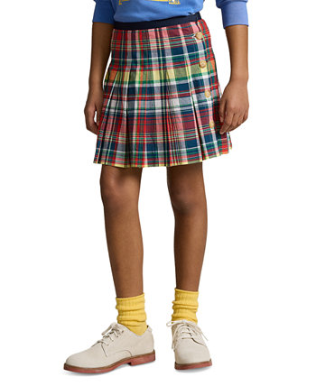 Плиссированная хлопковая юбка из мадраса для больших девочек Polo Ralph Lauren
