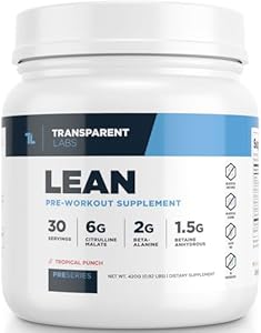 Transparent Labs Lean Pre-Workout - Body Recomposition Pre Workout for Men and Women with Acetyl L-Carnitine, Beta Alanine Powder (Порошок), & PurCaf Organic Caffeine Powder - 30 Servings (Порции), Strawberry Lemonade Transparent Labs