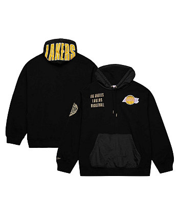 Мужской черный рваный флисовый пуловер с капюшоном Los Angeles Lakers Team OG 2.0 с винтажным логотипом Mitchell & Ness