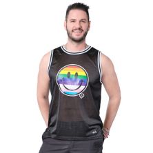ph by The Phluid Project Adult Basketball Jersey with Rainbow Smiley Screen Print Ph by The Phluid Project