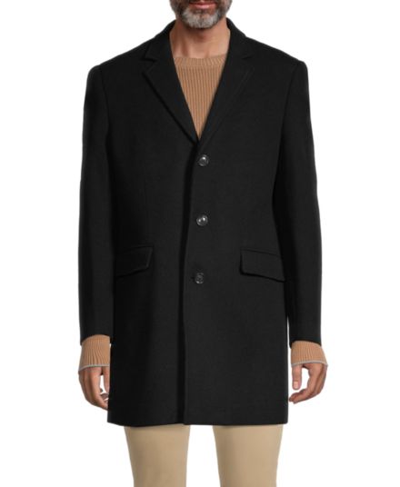 Пальто из смесовой шерсти с матовым покрытием Saks Fifth Avenue