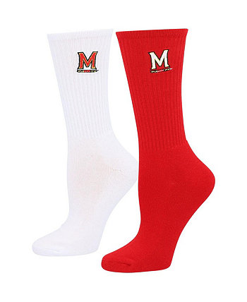Женские красные и белые носки Maryland Terrapins, две пары четверть длины ZooZatz