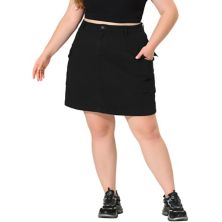 Women's Plus Size Summer A Line Zipper Front Mini Jean Skirt Agnes Orinda