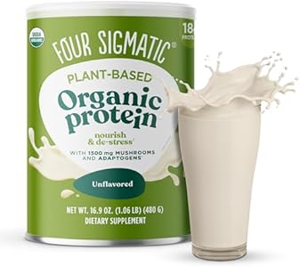 Four Sigmatic Organic Plant-Based Protein Powder (Порошок) Creamy Cacao Protein with Lion’s Mane, Chaga, Cordyceps and More | Clean Vegan Protein Elevated for Brain Function and Immune Support | 21.16 oz (Унции) Four Sigmatic