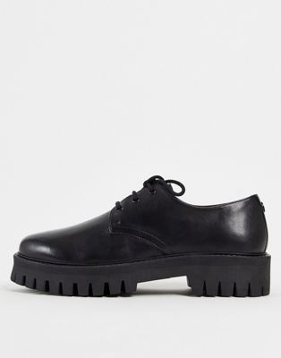 Asra Treat chunky lace up shoes in black leather ASRA