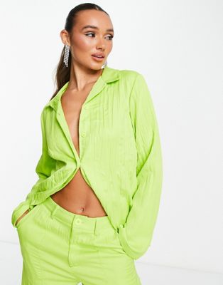 Плиссированная рубашка оверсайз Extro & Vert цвета лайма — часть комплекта Extro & Vert